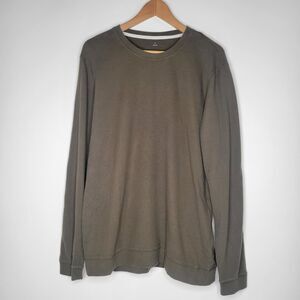 MUJI Slub Jersey Long Sleeve T‐Shirt Size L Cotton Crew Neck Neutral Khaki